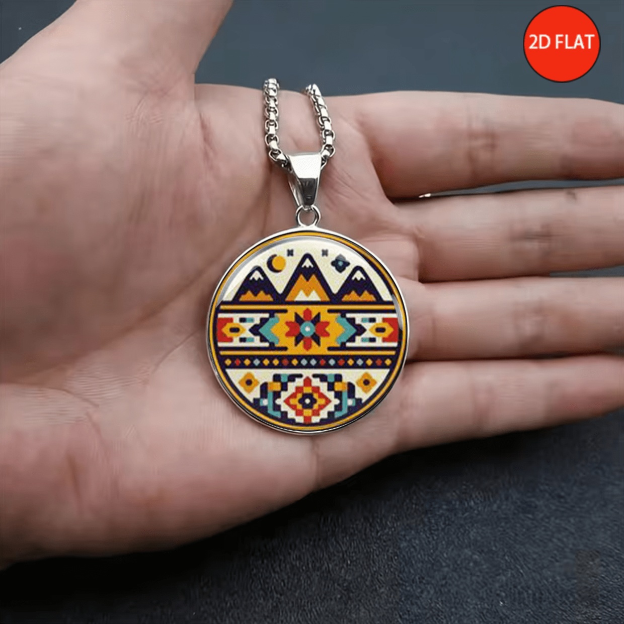 Ethnic Style Landscape Pattern Stainless Steel Necklace